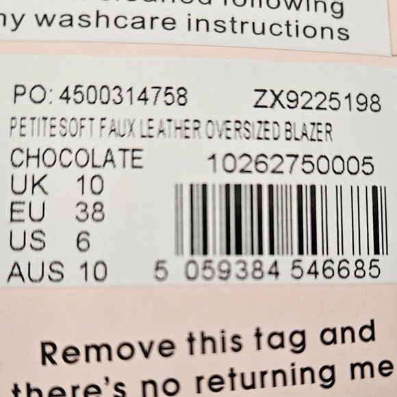 NWT Brown Faux Leather Blazer Jacket - Size 6 - Picture 5 of 5